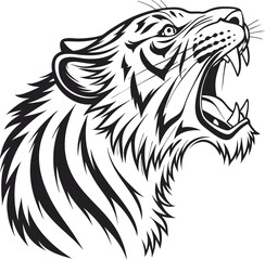 a drawing of a tiger head vector illustration Icon of a tiger head hand drawn in engraving style Fierce Tribal Tiger Tattoo Design Bold Black and White Ink Art 