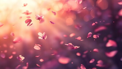 Floating Blossom Petals in Sunlight