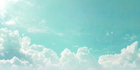 Pastel sky with fluffy clouds