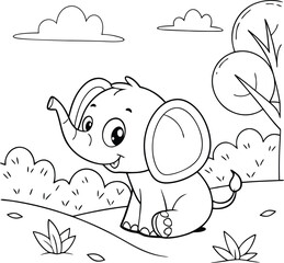 elephant and butterflies coloring page for children. you can print it on standard 8.5x11 inch paper