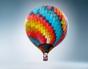 Fototapeta premium colorful hot air balloon with abstract shapes artistic design vibrant colors isolated on light background