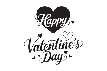 Happy Valentine’s Day Typography with Hearts Romantic Love Quote Design