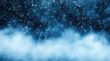 Obraz premium Night sky snowfall over winter fog