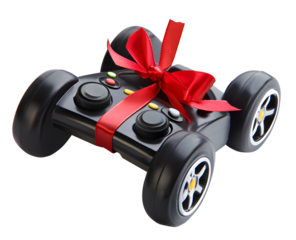 toy car png black rc car game controller car gift wrapped car toy car with bow joystick car toy electronic car toy gaming car png isolated in transparent