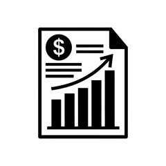 financial report with growth chart icon on white 