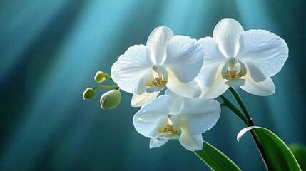 Obraz premium Delicate white orchids bathed in sunlight (1)