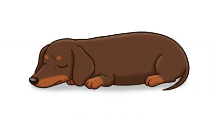 Cartoon dachshund dog sleeping illustration