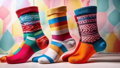 a vibrant image celebrating national sock day featuring colorful and fun socks displayed in various patterns and designs the lively atmosphere showcases the joy of wearing unique socks