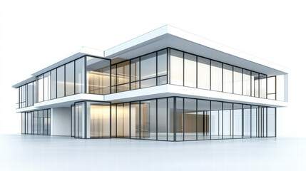 Modern Architectural Marvel: A striking, contemporary architectural design with expansive glass windows. The building's sleek lines and spacious structure are a testament to modern aesthetic.