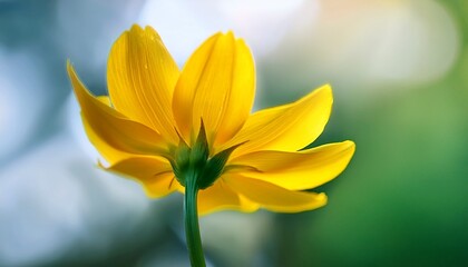 bright yellow petals unfolding slowly from green stem petals sunshine