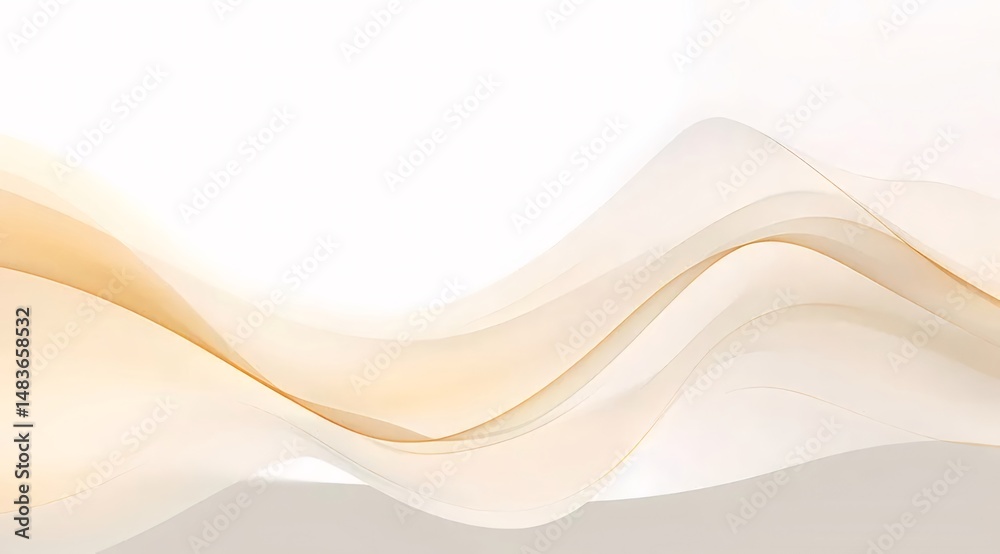 Aufkleber 波状のベージュ色の抽象的な背景は柔らかい光沢のある曲線とラインを特徴としています