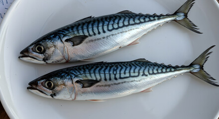 Fototapeta premium Fresh Mackerel Fish: Two Whole Fish