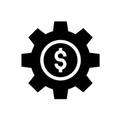 gear with dollar sign inside icon on white 