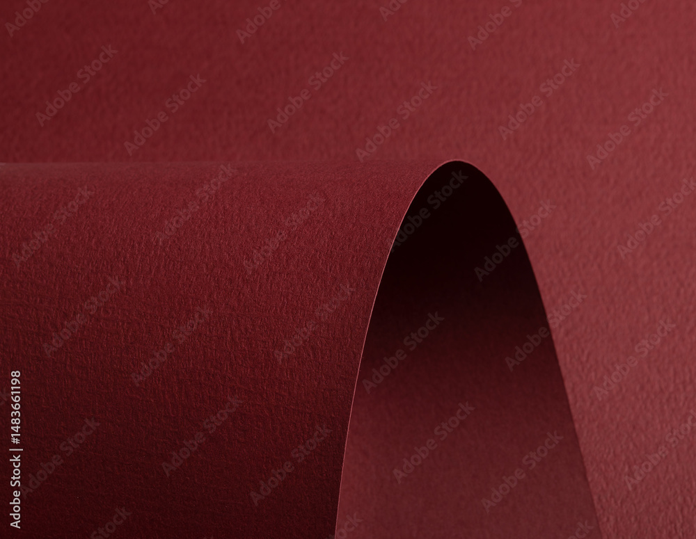 Aufkleber Premium red and burgundy paper texture with a matte finish. Dark, wavy edges and rolled folds create