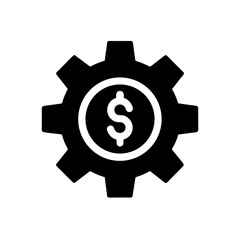gear with dollar sign inside icon on white 