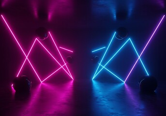 Neon Geometry AI Generated