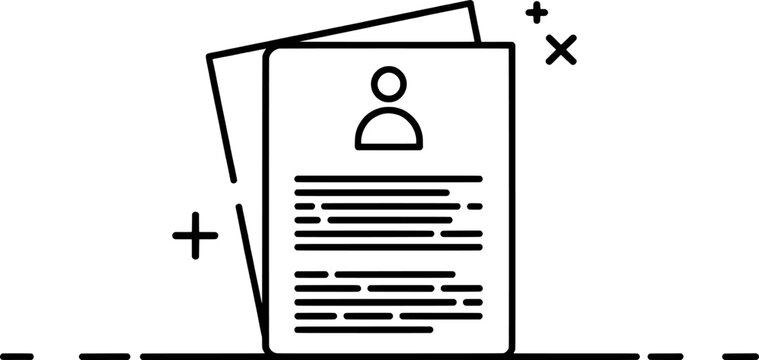 Minimalist line art illustration of a resume or curriculum vitae document layout