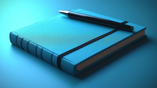 Teal notebook and pen on a surface