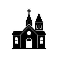church building icon silhouette vector
