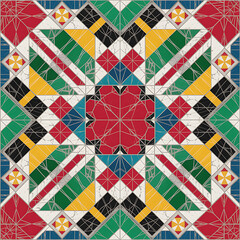 Fototapeta premium Abstract Geometric Tile Pattern with Vibrant Colors and Symmetrical Design