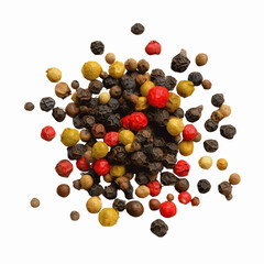 Colorful Peppercorns Scattered on Black Transparent background - Spice Blend