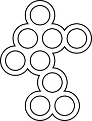 Irregular tree-like layout formed by differently spaced circular outlines connected in branching format.