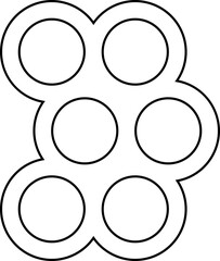 Four circular outlines arranged in a tight 2x2 grid unit with uniform spacing.