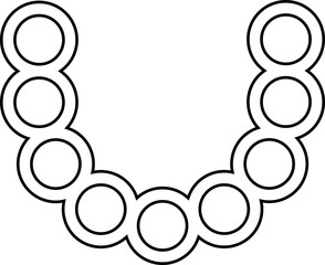 Circular outlines following a compact and closed C-shaped path with slight curvature.