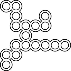 Forked arrangement of outlined circles forming a branched linear mesh.