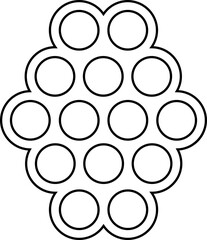 Interlinked circles arranged in a uniform hexagonal configuration creating a dense clustered structure.