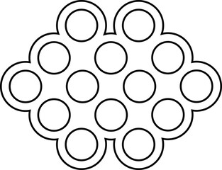 Web-like formation of outlined orbs in a symmetrical layout resembling a structured radial net.