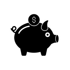 piggy bank with coin icon on white background  .svg