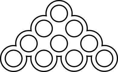 Outlined dots forming a triangle with a pointed peak, structured in upward alignment.