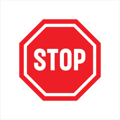 red stop sign isolated on white background, octagonal traffic sign, road safety symbol
