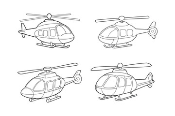 helicopter  line art vector bundle  illustration