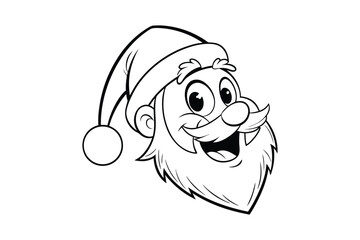 Santa head line art vector bundle  illustration, Santa head line art 