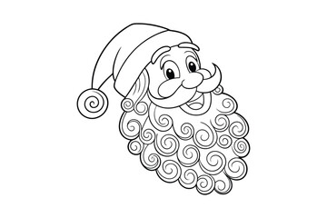 Santa head line art vector bundle  illustration, Santa head line art 