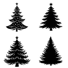Obraz premium Black Christmas Tree Silhouette Vector Illustration
