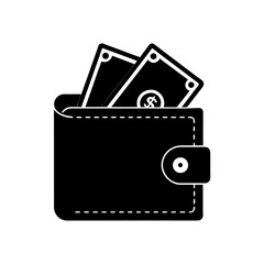 wallet with coins and cards icon on white 