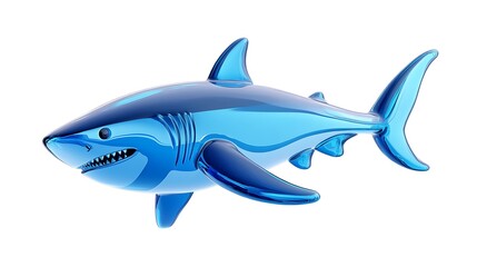 Obraz premium High quality 3D illustration of blue shark with sharp fins and intimidating smile image