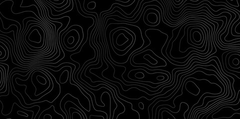 Black background topography contour map with black curve lines. luxury topographic wavy pattern and geographic grid map patterns, topography line map. Vintage outdoors style
