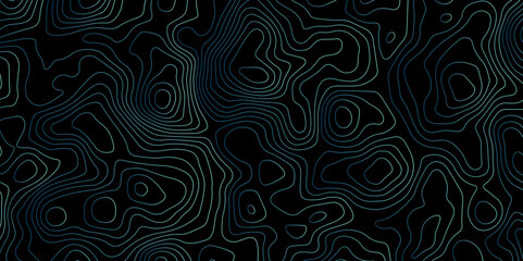 Black background topography contour map with black curve lines. luxury topographic wavy pattern and geographic grid map patterns, topography line map. Vintage outdoors style