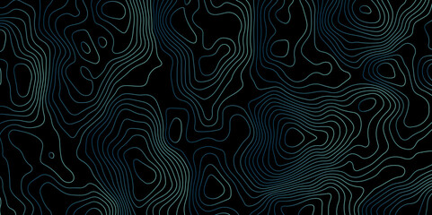Black background topography contour map with black curve lines. luxury topographic wavy pattern and geographic grid map patterns, topography line map. Vintage outdoors style