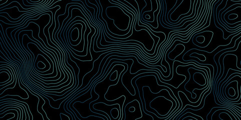 Fototapeta premium Black background topography contour map with black curve lines. luxury topographic wavy pattern and geographic grid map patterns, topography line map. Vintage outdoors style