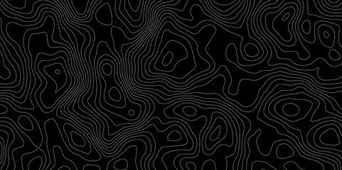 Black background topography contour map with black curve lines. luxury topographic wavy pattern and geographic grid map patterns, topography line map. Vintage outdoors style