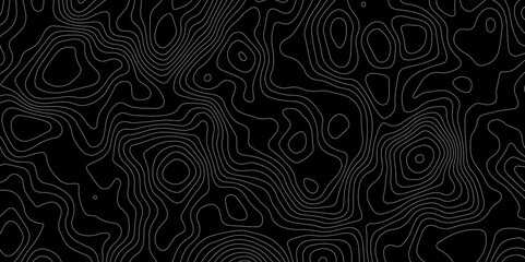 Fototapeta premium Black background topography contour map with black curve lines. luxury topographic wavy pattern and geographic grid map patterns, topography line map. Vintage outdoors style
