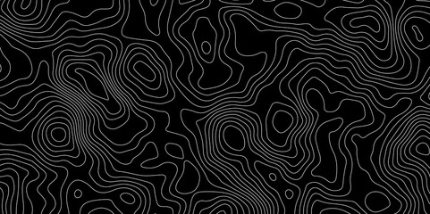 Black background topography contour map with black curve lines. luxury topographic wavy pattern and geographic grid map patterns, topography line map. Vintage outdoors style