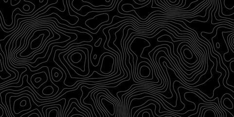 Black background topography contour map with black curve lines. luxury topographic wavy pattern and geographic grid map patterns, topography line map. Vintage outdoors style