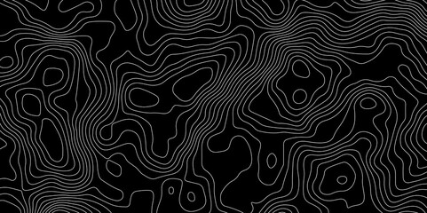 Black background topography contour map with black curve lines. luxury topographic wavy pattern and geographic grid map patterns, topography line map. Vintage outdoors style