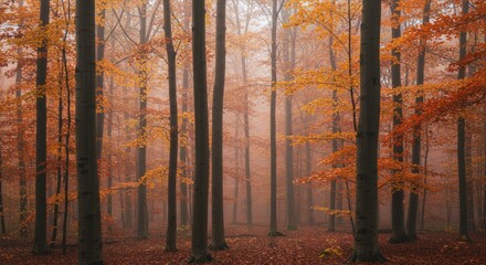 Fototapeta premium Autumn Forest Stream with Silky Water and Mossy Rocks